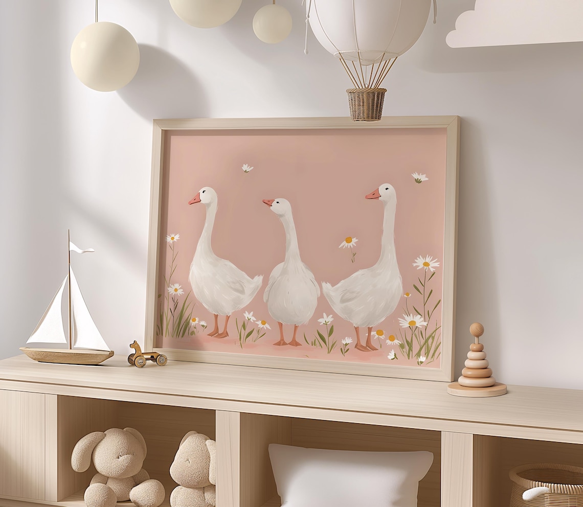 Silly Goose Retro Nursery Animal Wall Art Print - Image 2