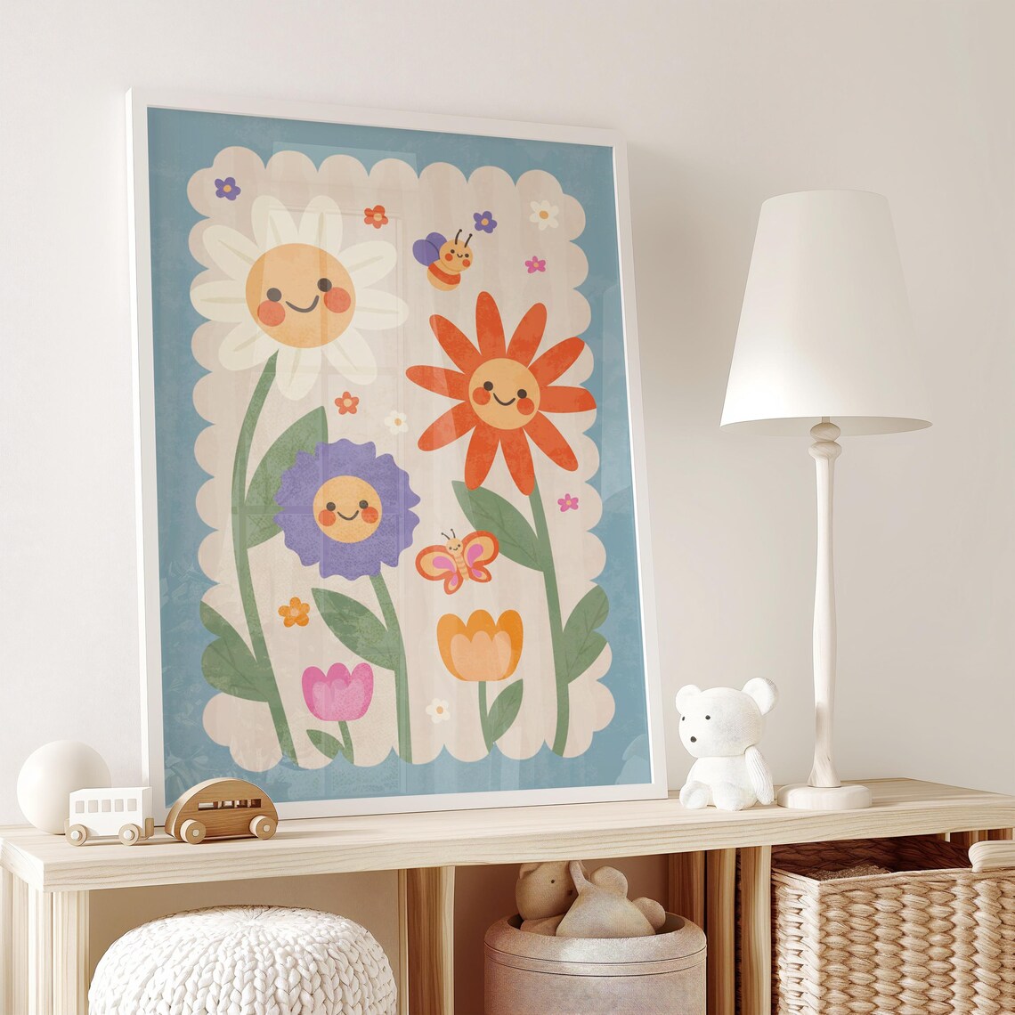 Smiley Flowers Retro Botanical Nursery Art Print - Image 2