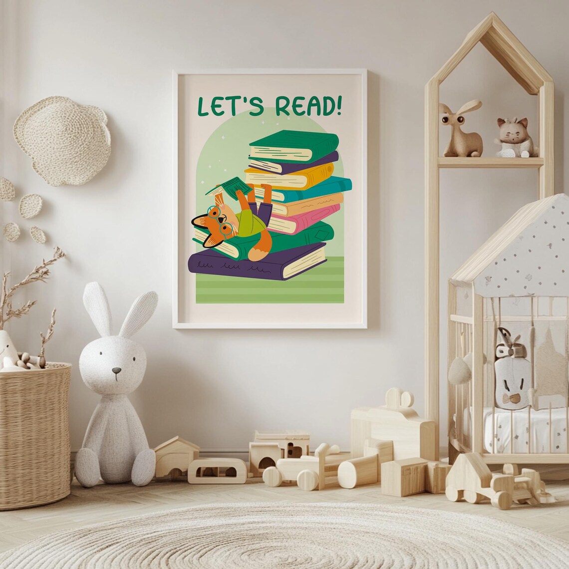 Fox Reading Art Print, Cute Kids Classroom Decor - Image 4