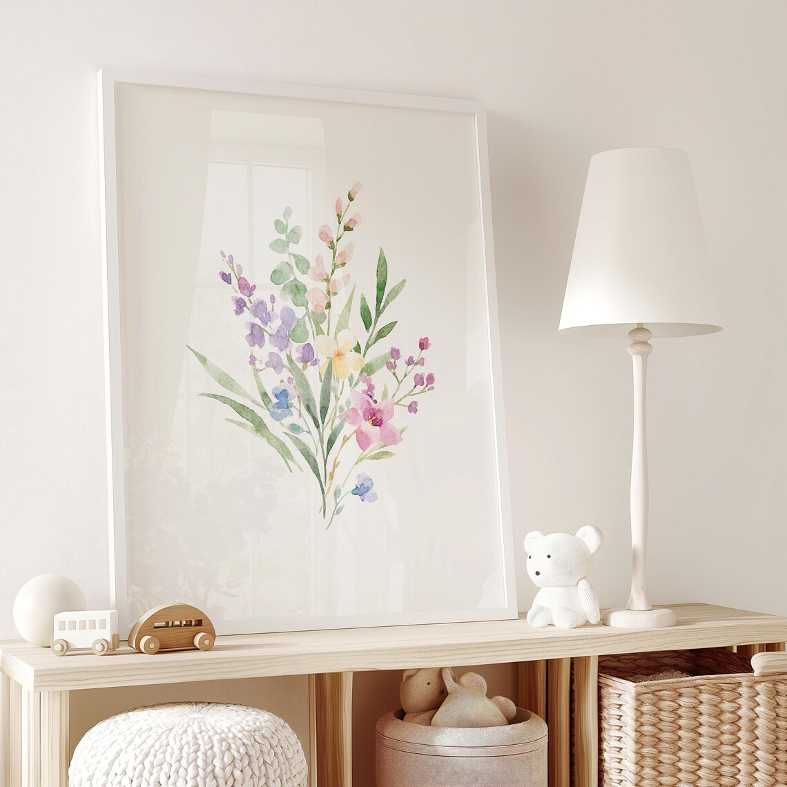 Blooming Garden Delight, Watercolor Kids Room Art Print - Image 2