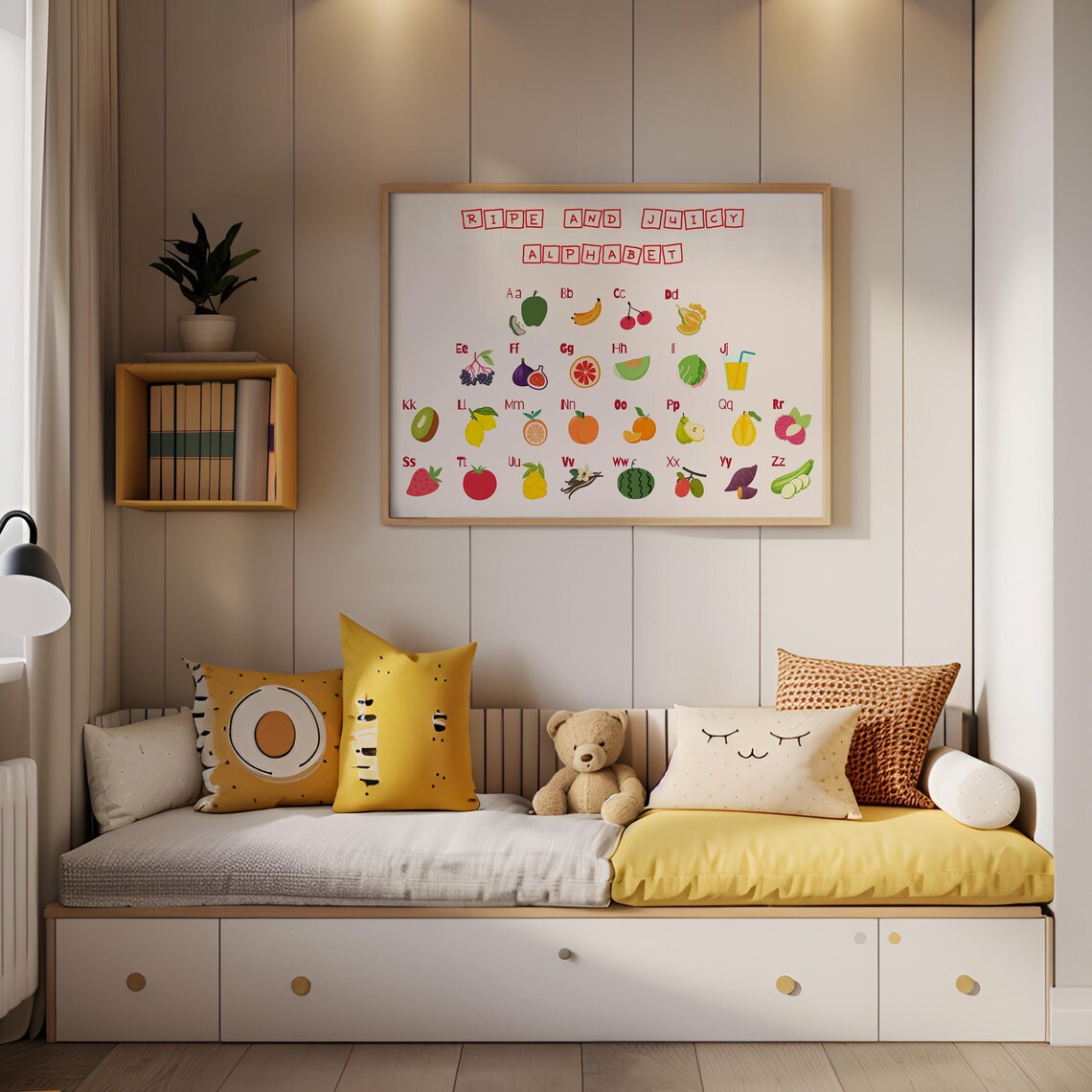 Fruit Alphabet Chart Educational Abc Poster For Kids Colorful Nursery Wall Art - Image 5