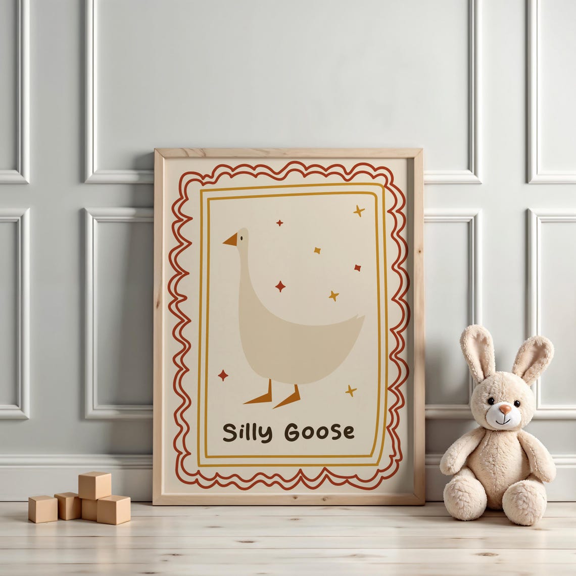 Silly Goose Vintage Scallop Border Funny Goose Kids Wall Poster - Image 3