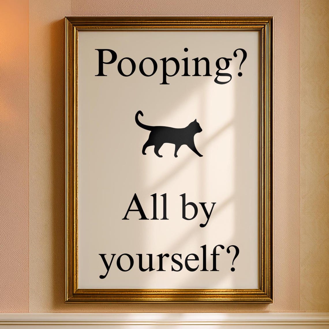 Funny Cat Bathroom Art Pooping All By Yourself Minimalist Print