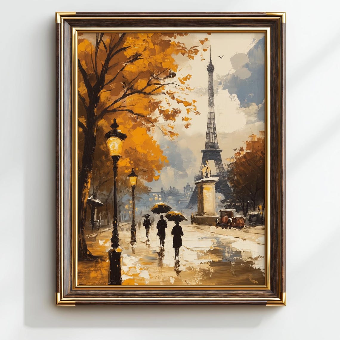 Vintage Parisian Boulevard In Winter Snowy Cityscape Art Classic Romance Moody Wall Decor 35