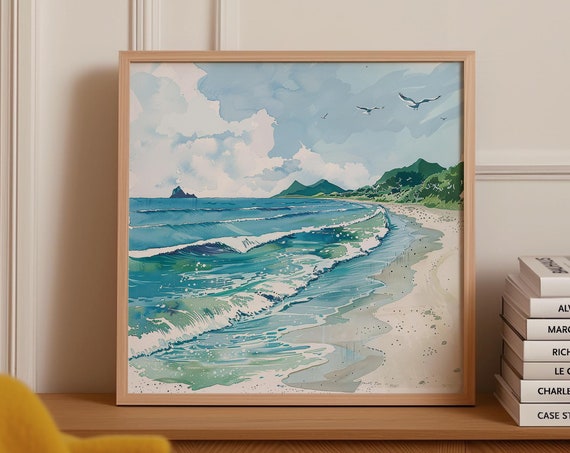 Ocean Print Minimalist Coastal Wall Art Neutral Beach Wall Art Sea Waves Art Beach House Prints Modern Coastal Poster