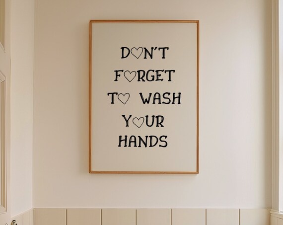 Wash Your Hands Print Retro Bathroom Poster Funny Toilet Prints Trendy Bathroom Wall Art Girly Bathroom Art Bathroom