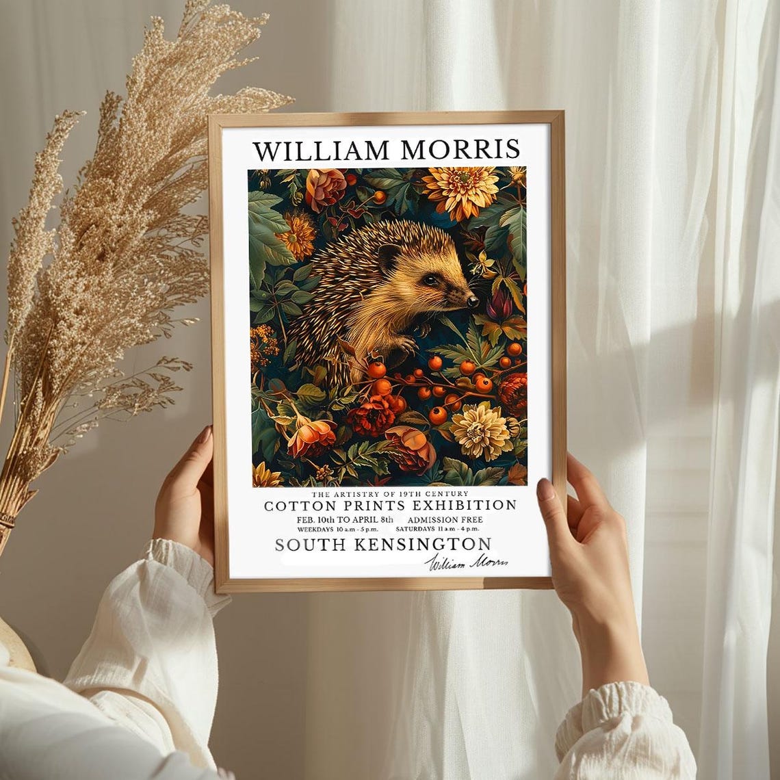 Rustic William Morris Hedgehog Autumn Foliage Exhibition Poster - Image 2