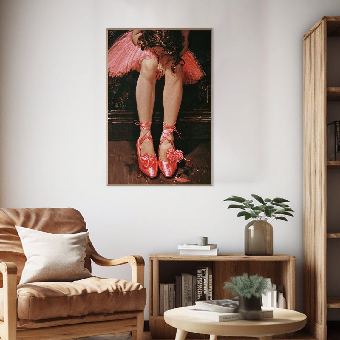 Little Ballerina Tying Pink Ballet Shoes Vintage Dance Poster - Image 2