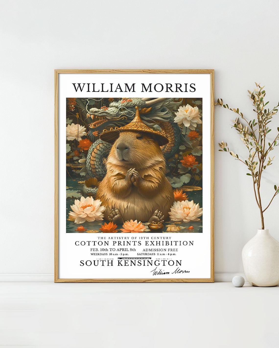 William Morris Guinea Pig Lotus Dragon Cotton Prints Exhibition Poster