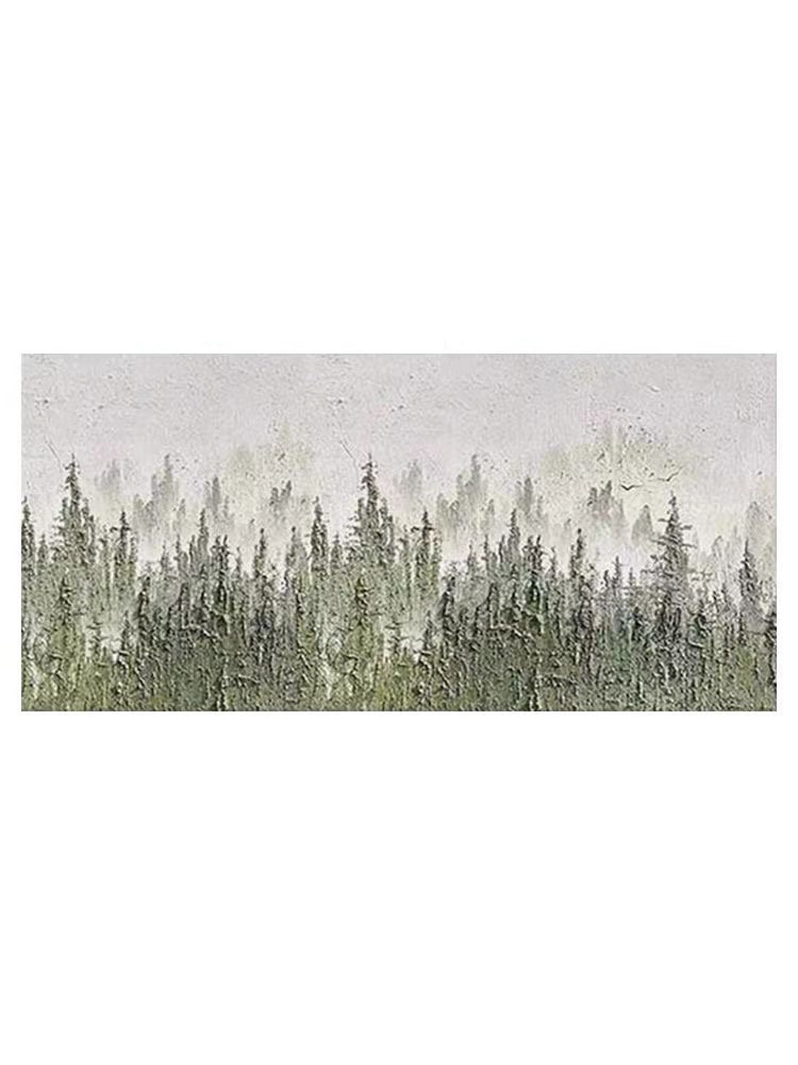 Abstract Cool Tone Nature Landscape Art On Green Forest Wall Art Hand Painted Gift For Home Decor Custom Texture Rectangle Artwork - Image 2