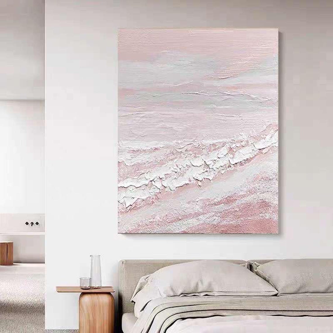Blush Pink Textured Ocean Waves Soft Abstract Seascape Poster - Image 4