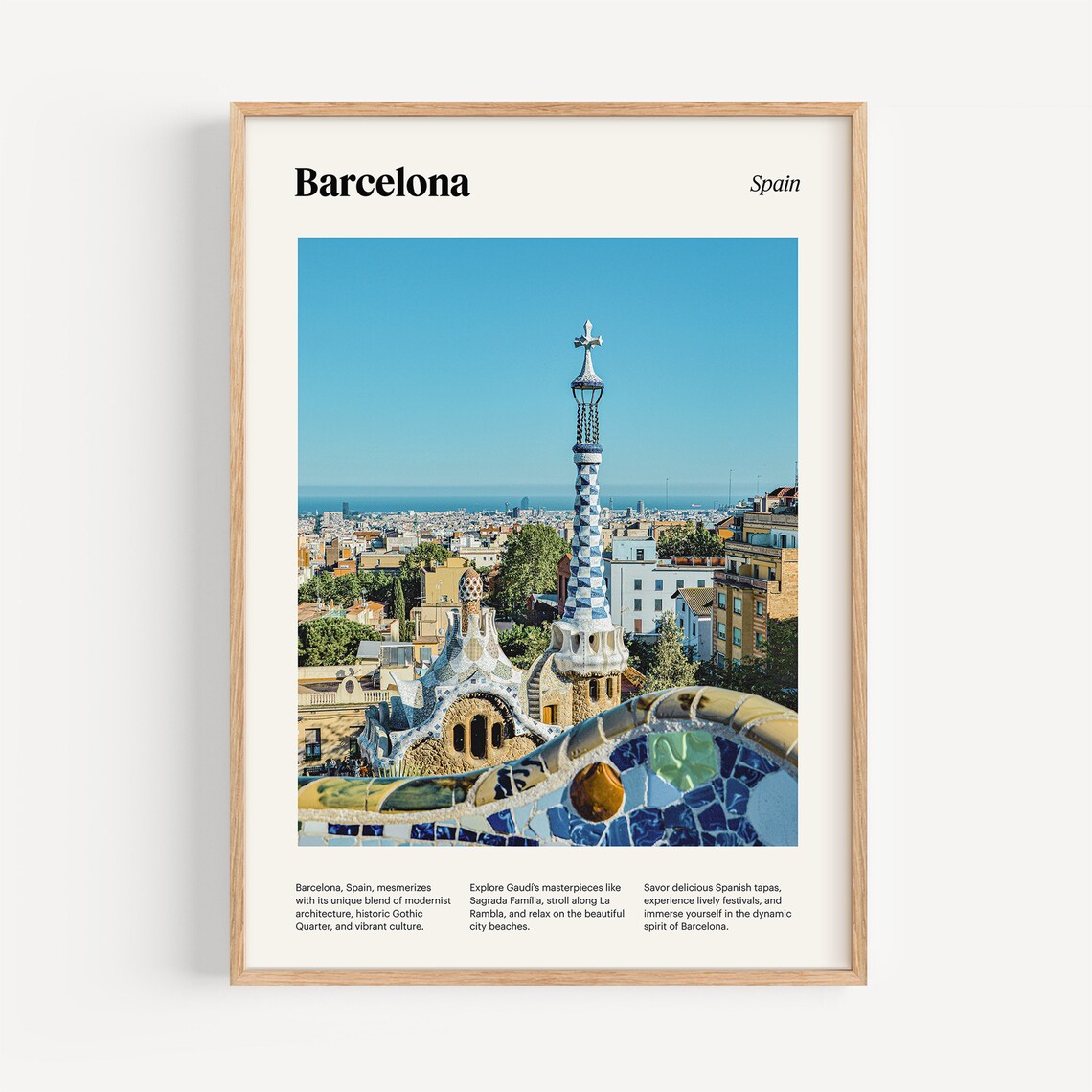Barcelona Park Güell Gaudi Mosaic Terrace City View Spain Poster - Image 4