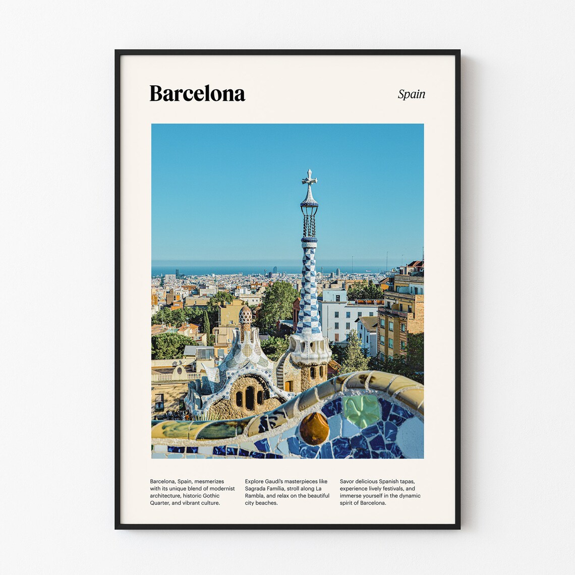 Barcelona Park Güell Gaudi Mosaic Terrace City View Spain Poster