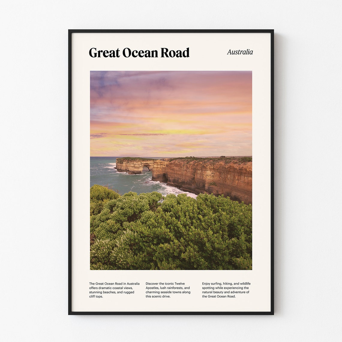 Great Ocean Road Australia Sunset Coastal Cliffs Travel Poster - Image 4