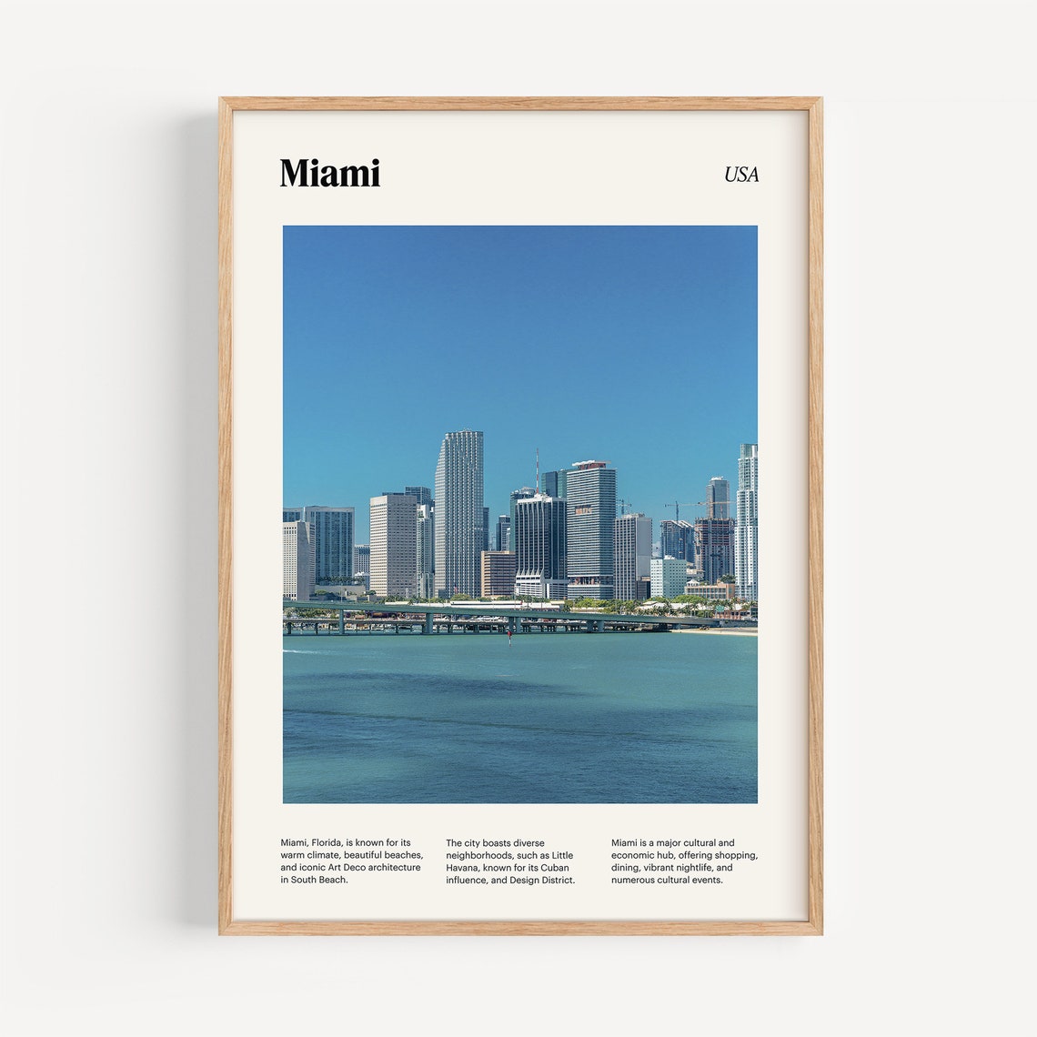 Miami Downtown Skyline Over Biscayne Bay Daytime Travel Poster - Image 4