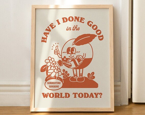 Retro Quote Poster Print Aesthetic Positive Wall Decor Large Art Prints Burnt Orange Art
