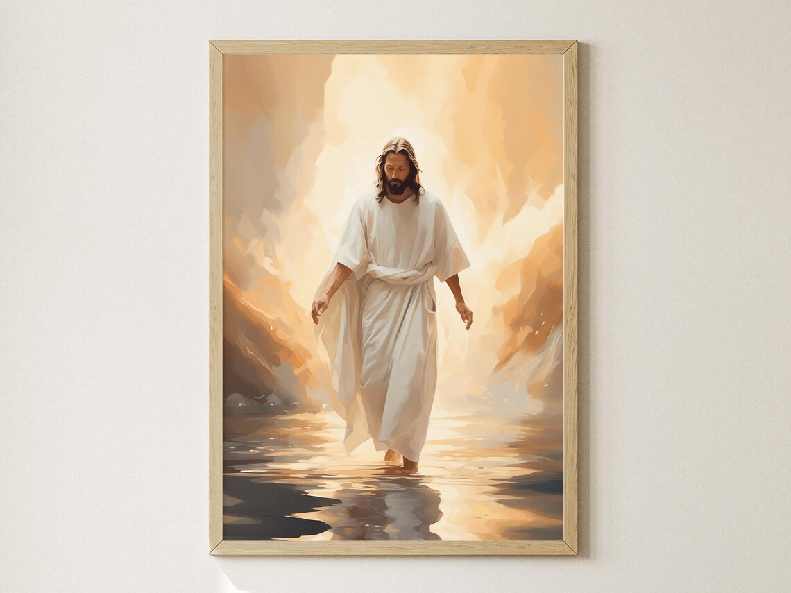 Jesus Christ Walking on Water, Christian Sketch Art
