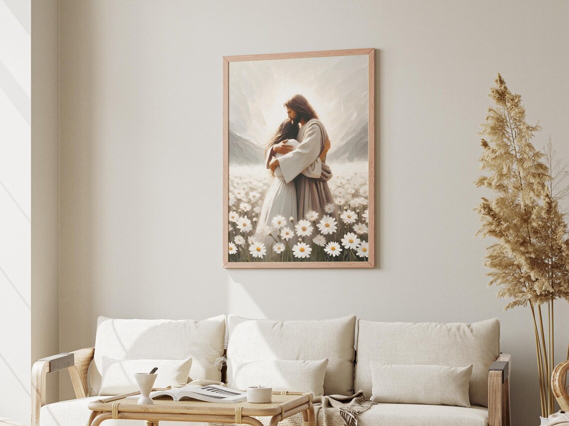 Jesus Hugging Woman Christian Wall Art Print - Image 3