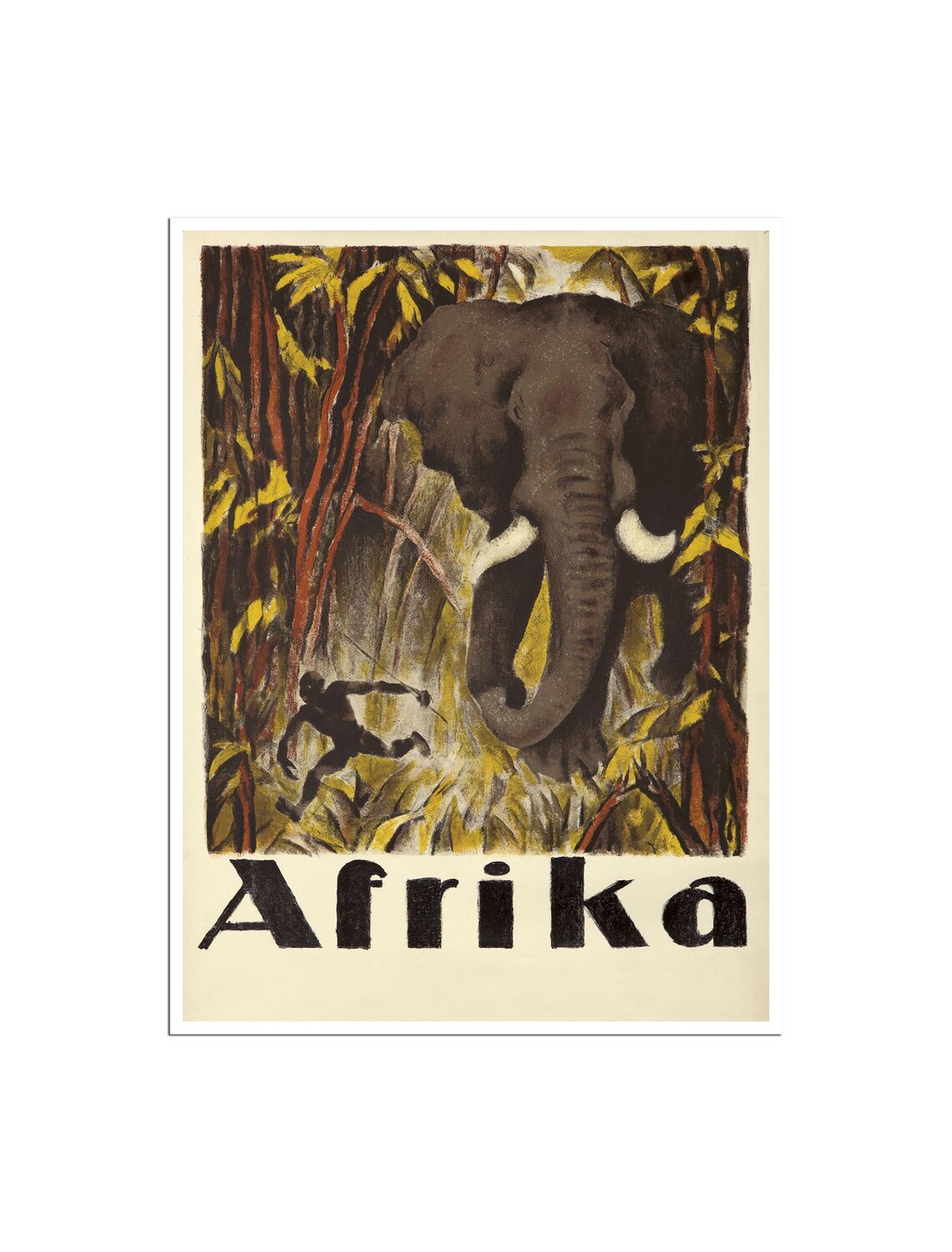 Africa Travel Poster, Jungle Elephant Art Print