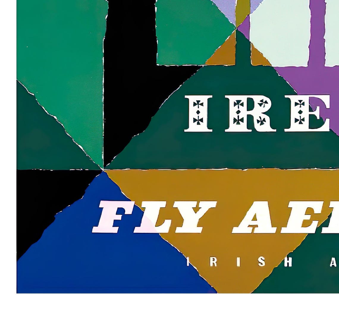 Ireland Fly Aer Lingus Irish Air Lines Vintage Geometric Art Poster - Image 2
