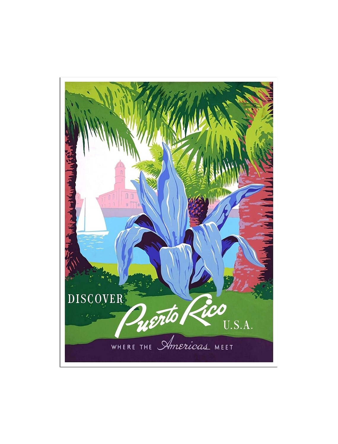 Puerto Rico Travel Poster, WPA Style Art Print