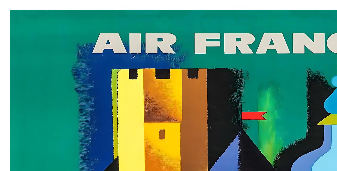 Air France Germany Castle and Beer Stein Vintage Travel Poster - Image 2