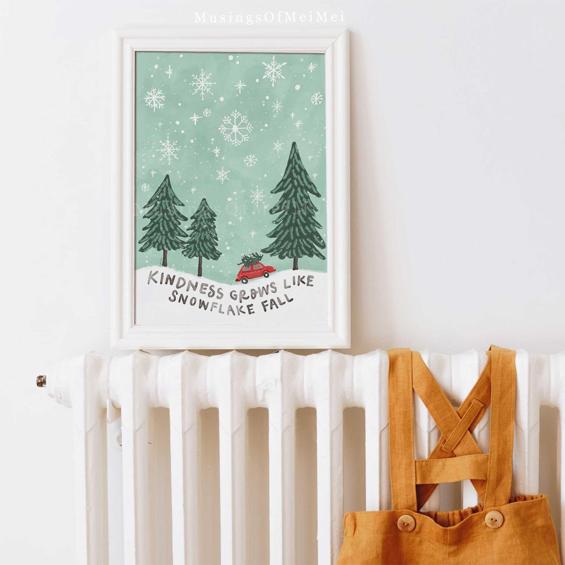 Kindness Grows Like Snowflake Fall Winter Wonderland Kids Poster - Image 2