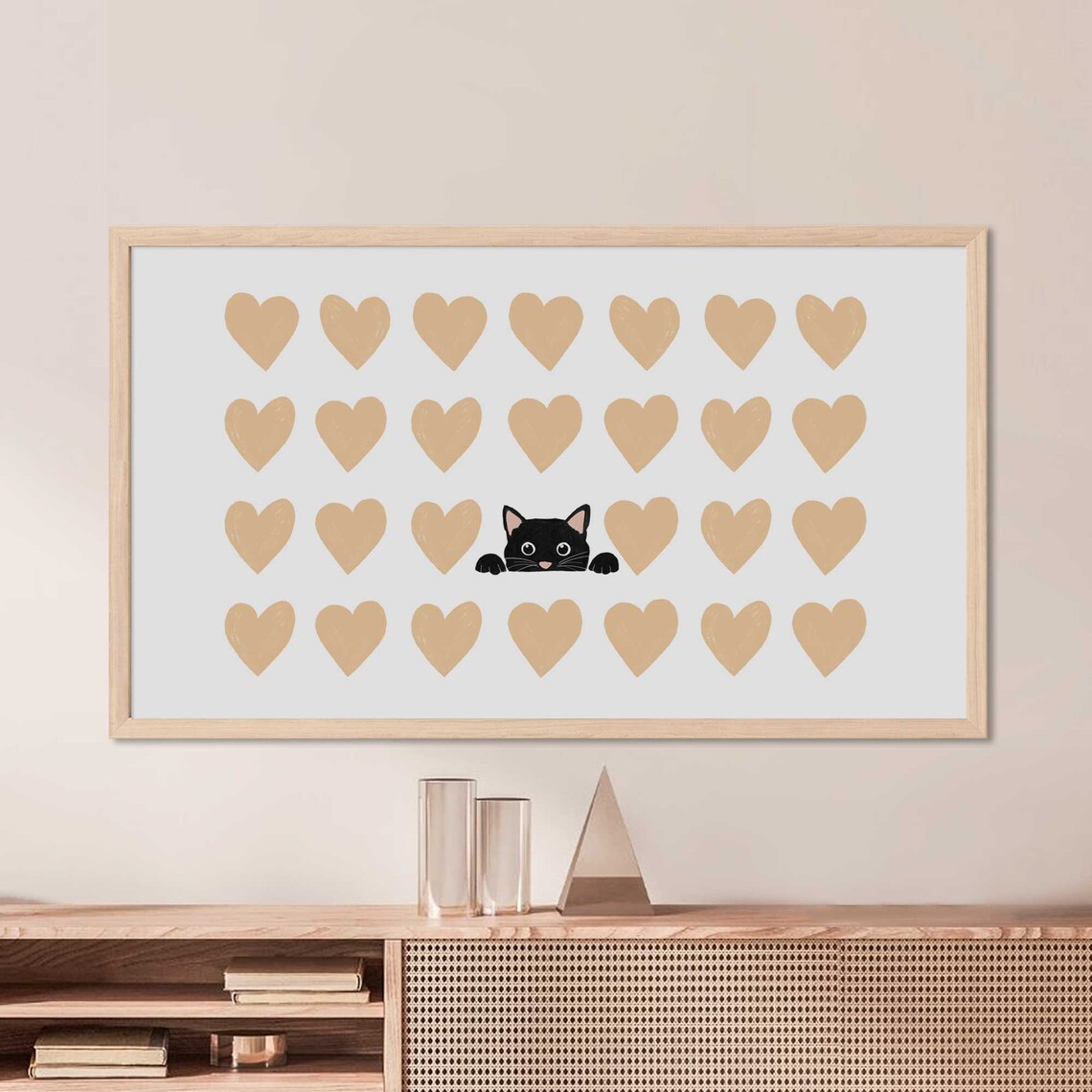 Valentines Day Cat Lover TV Art, Neutral Print