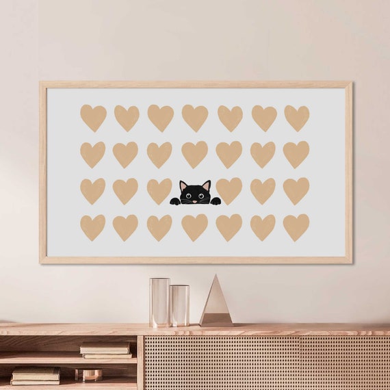 Valentines Day Cat Lover TV Art, Neutral Print