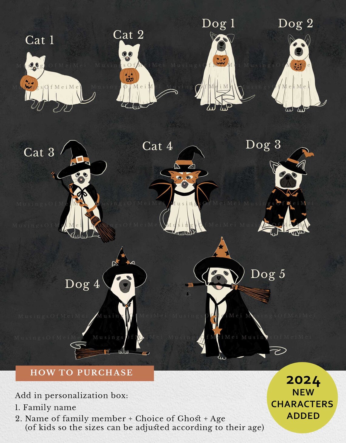 Personalized Ghost Family Halloween Art Print - Image 3