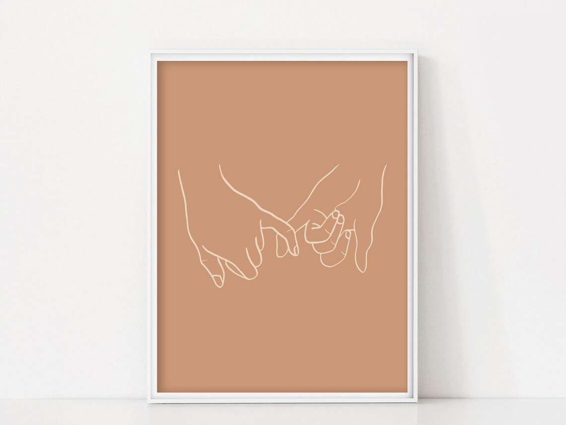 Pinky Promise Holding Hands Minimalist Line Print