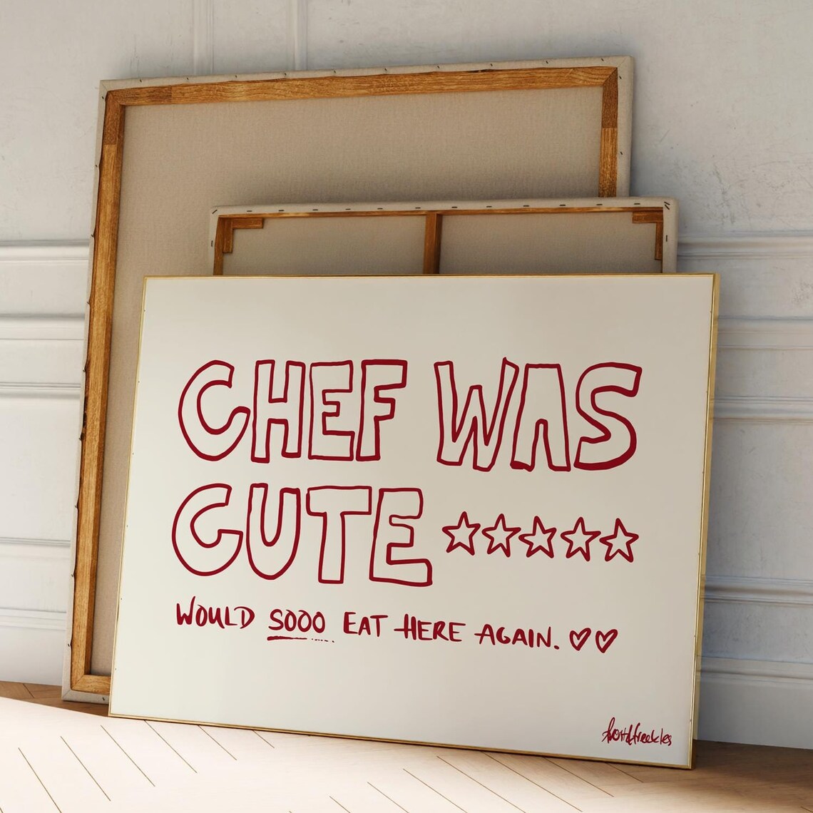 Chef Was Cute Kitchen Art Print, Handdrawn Illustration