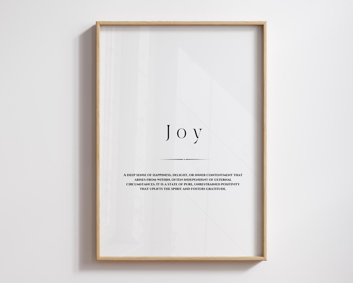Joy Dictionary Definition Uplifting Happiness Word Quote Poster