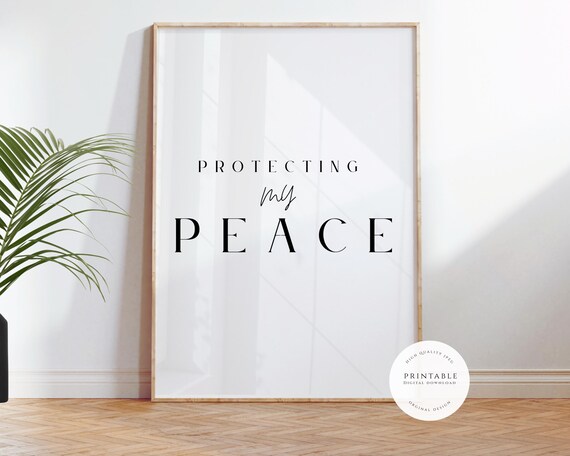 Protecting My Peace Elegant Serif Self Care Boundary Quote Poster
