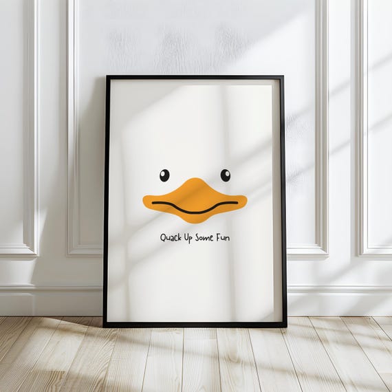 Cute Duck Art Print Quack Up Some Fun Quote Poster Living Room Decor For Animal Lovers