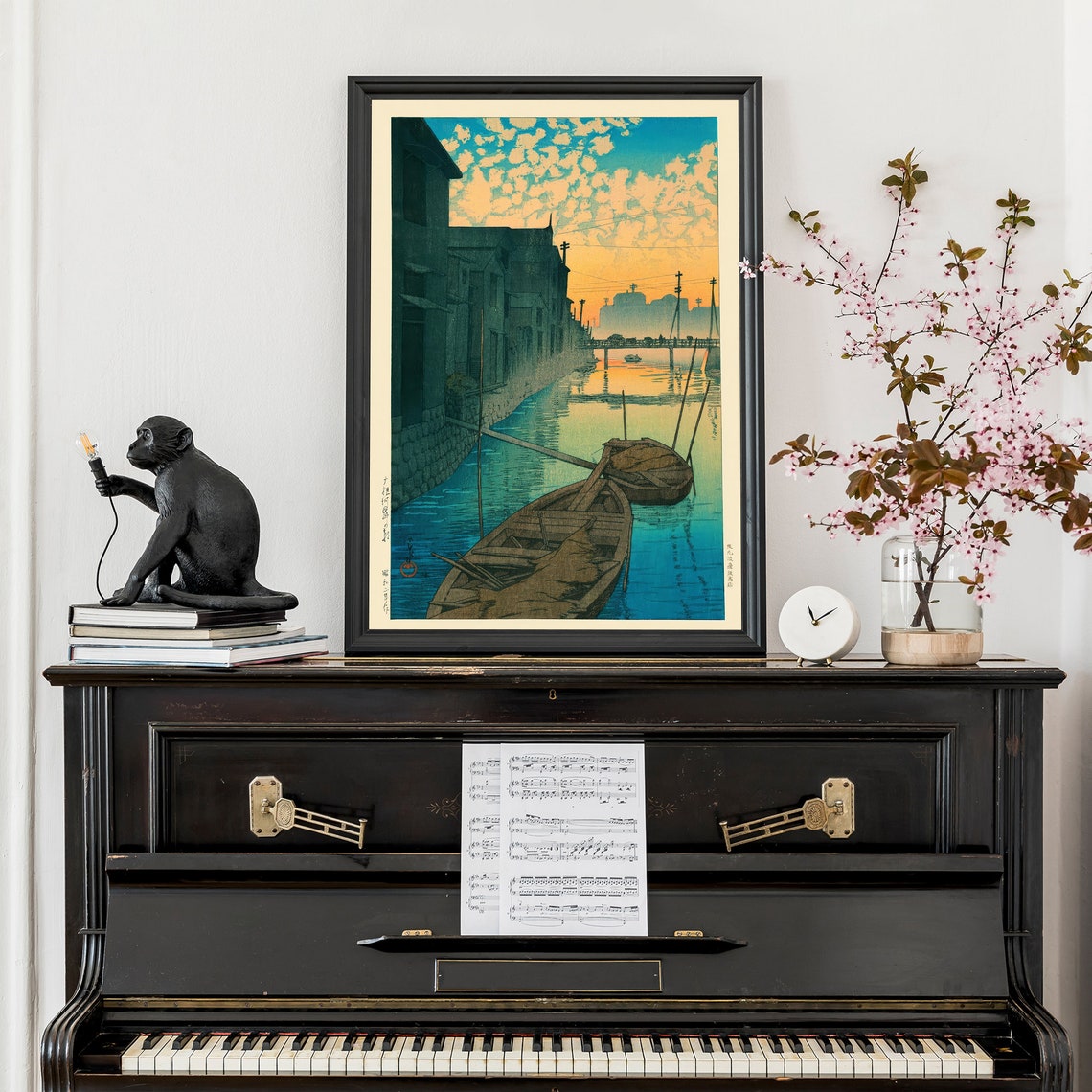 Japanese Poster Traditional Japanese Boat Painting Woodblock Art Kawase Hasui Painting Japandi Decor Trendy Art Print Zen Wall Art - Image 3