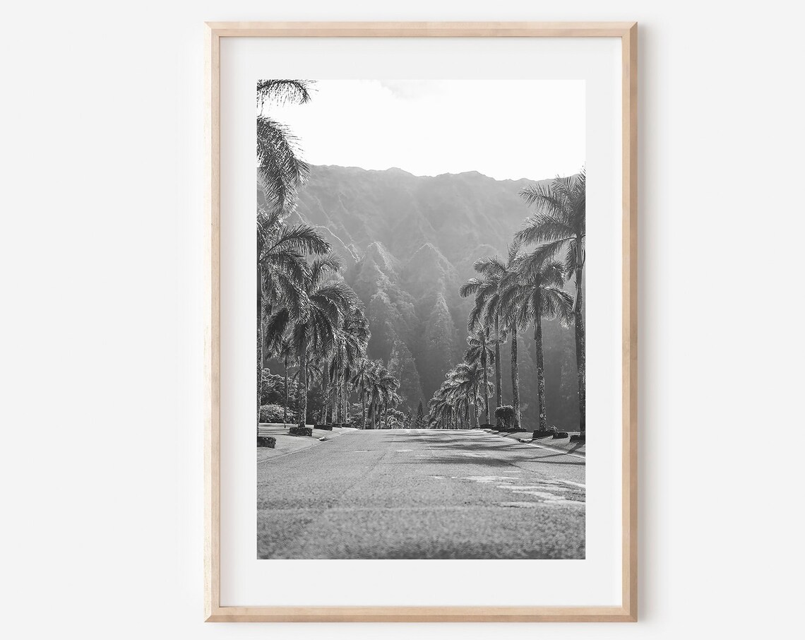Hawaii Black and White Travel Poster, Maui Beach