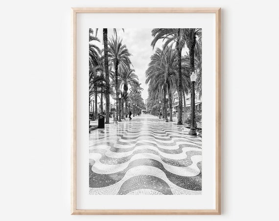 Alicante Spain City Print, Black And White Travel Poster