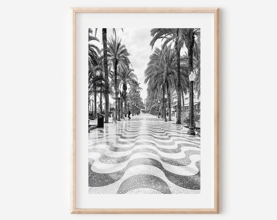 Alicante Spain City Print, Black And White Travel Poster