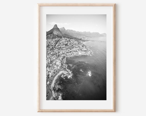 Cape Town Print Black And White Wall Art South Africa Decor Poster