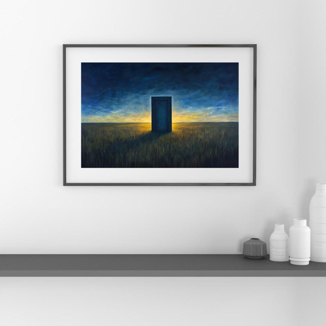 Liminal Light Surreal Doorway, Golden Field Art Print - Image 2
