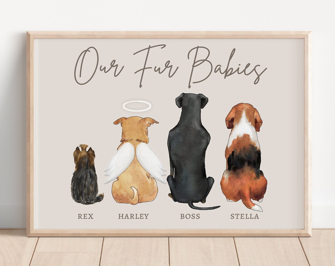 Personalized Dog Memorial Art Print, Pet Bereavement