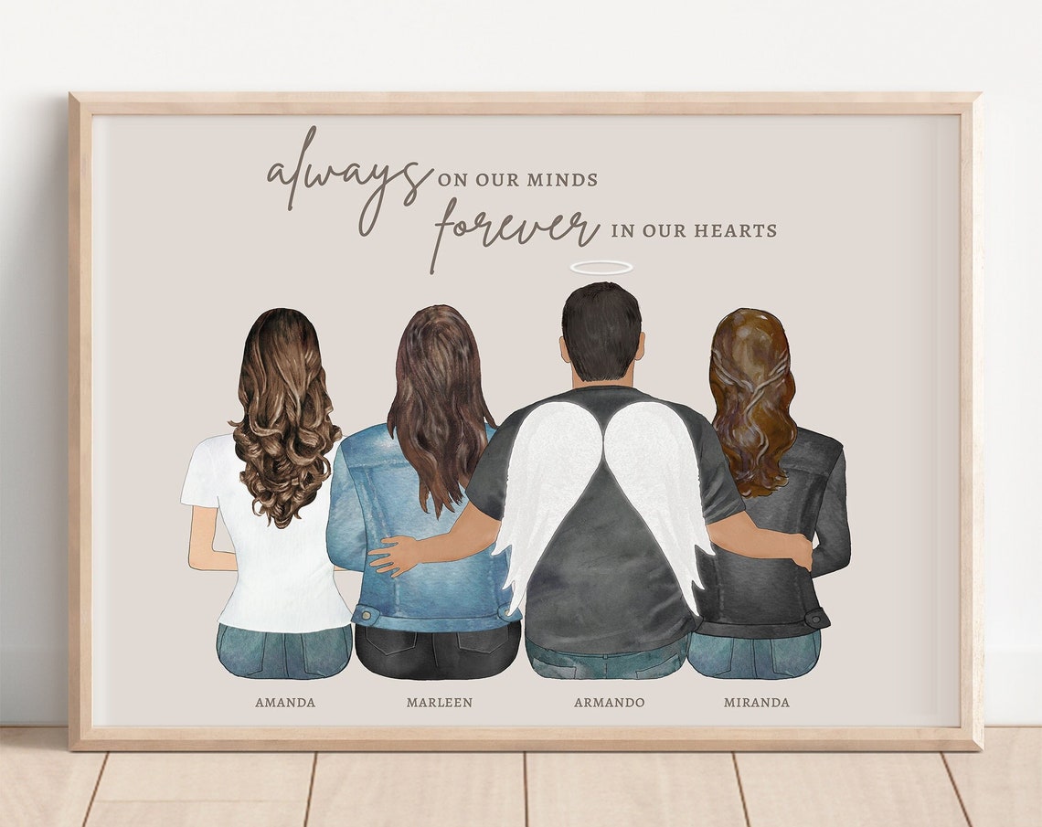 Family Memorial Portrait In Loving Memory Remembrance Gift Family Member In Heaven Family Loss Grief Gift Family Sympathy Gift Ideas