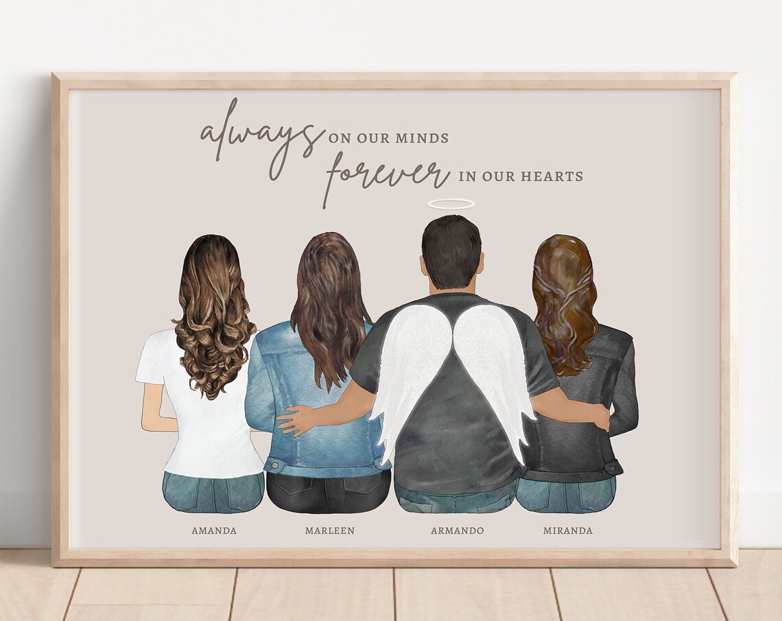 Customized Memorial Angel Wing Portrait Art Print