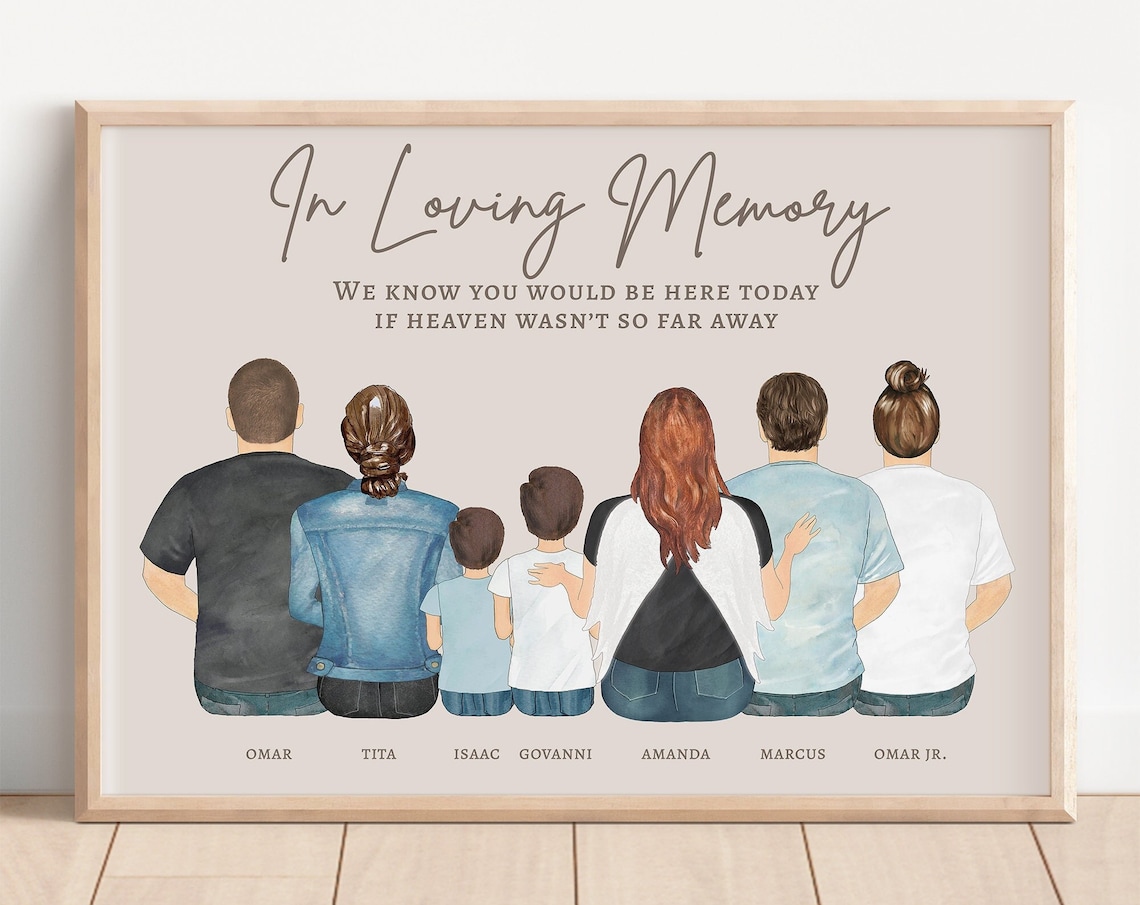 Custom Large Family Memorial Portrait With Angel Child Quote Poster