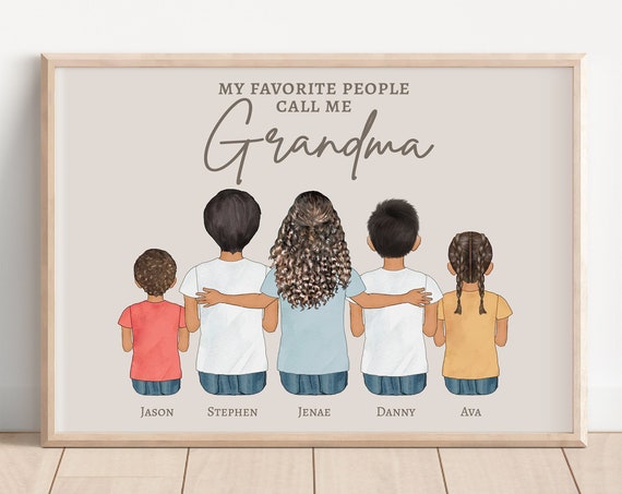 Grandma Gift From Grandkids Personalized Grandparent Gift From Grandchildren Personalized For Grandmother Portrait Gift For Nana