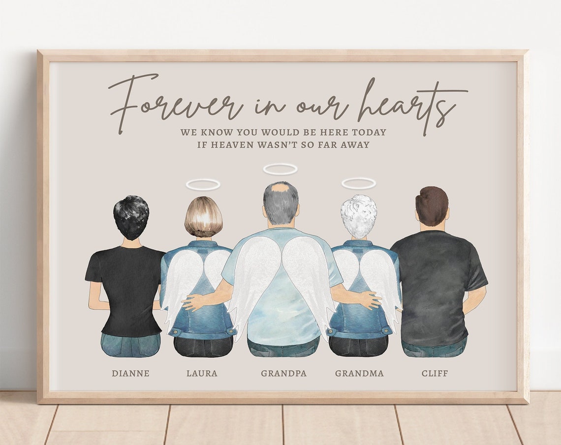 Grandparent Memorial Portrait In Loving Memory Remembrance Gift Granddad In Heaven Grandpa Loss Grandfather In Heaven Grandkids Grief