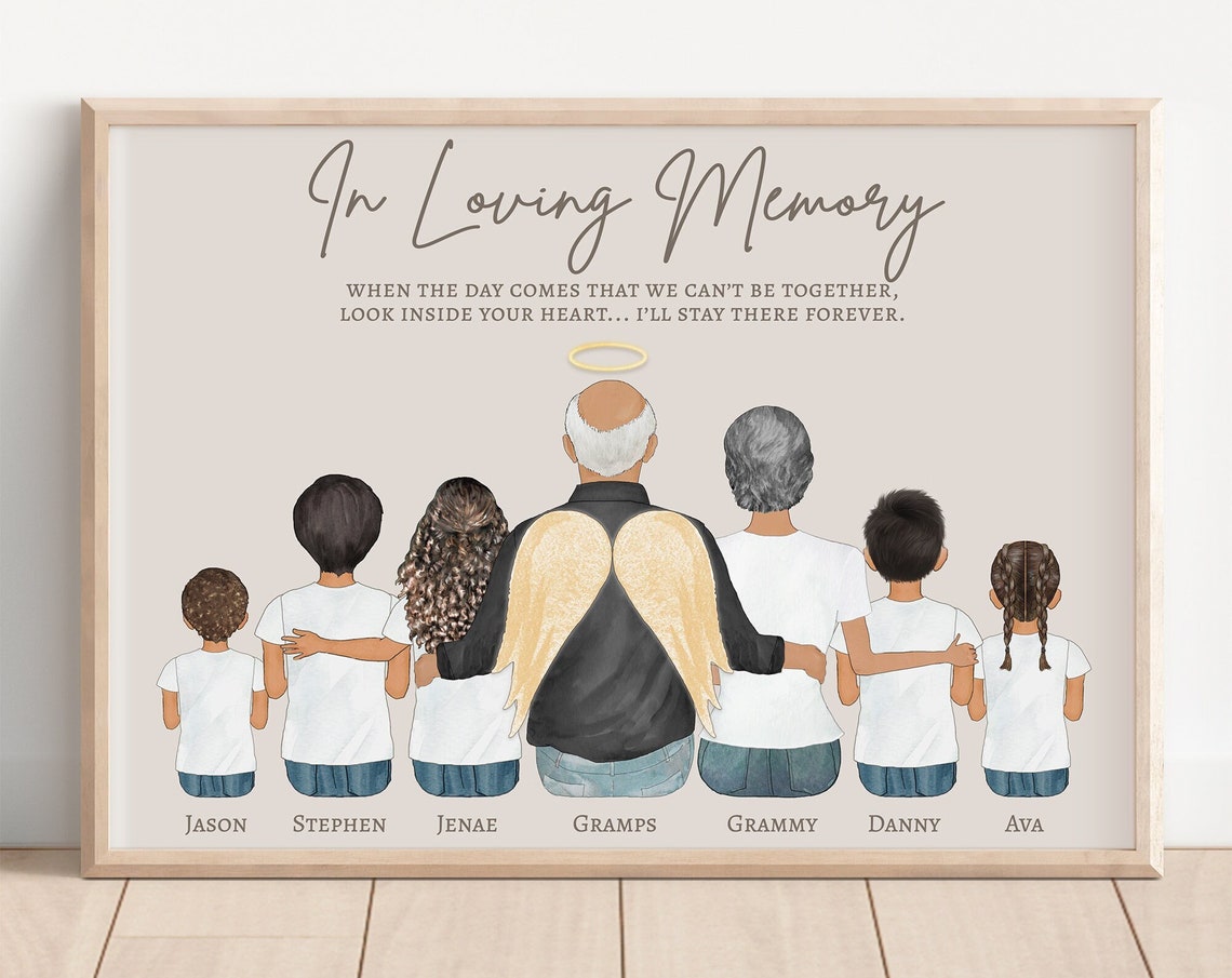 Grandfather Memorial Gift Grandparent Loss Gift For Grandkids Personalized Sympathy Print Grandpa Loss Angel In Heaven Dad Angel Papa