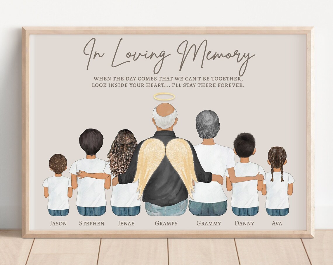 In Loving Memory Grandpa Angel Remembrance Family Portrait Poster
