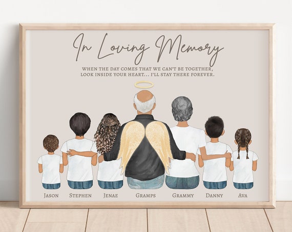 Grandfather Memorial Gift Grandparent Loss Gift For Grandkids Personalized Sympathy Print Grandpa Loss Angel In Heaven Dad Angel Papa